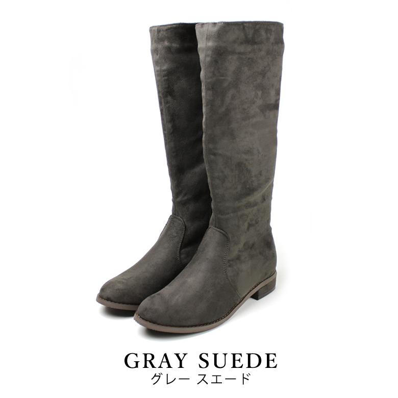 ラウンドトゥ スエード ロングブーツ 2 5cmヒール 合皮 幅広 歩きやすい 痛くない 楽ちん カジュアル シンプル 定番 人気 レディース 9853 シューファンタジー 通販 Yahoo ショッピング