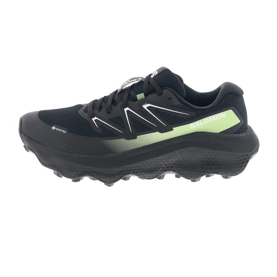 サロモン メンズ スニーカー 男性用 トレイル ランニングシューズ アウトドア SALOMON ULTRA FLOW 2 GORE-TEX 防水 479814 27 V0 ブラック/グリーンの画像