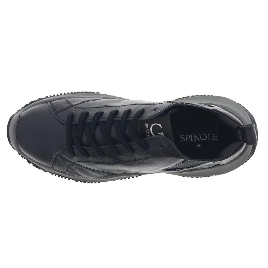 ほぼ新品【スピングルムーブ】レザースニーカー/サイドゴア/オールブラック/ SPINGLE（スピングル） スピングルムーブ メンズ レディース