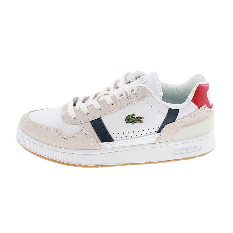 ラコステ レディース スニーカー コートシューズ レザー スエード ウィメンズ 靴 LACOSTE T-CLIP 0120 2 SFA 40SF A0043 ホワイト×ネイビー×レッド｜shoemart｜02