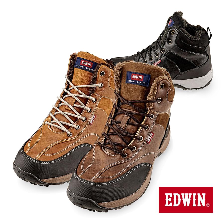 エドウイン Edwin メンズブーツ Ew 91 S ボア ハイカット 防水 防寒 防滑 ブラック ブラウン キャメル 25 0cm 28 0cm 靴のシューマート 通販 Paypayモール