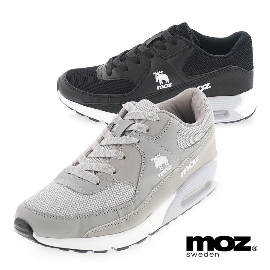 Moz モズ 靴 レディース スニーカー ローカット Mz メッシュ 厚底 エアークッション 紐靴 通勤 通学 ブラック グレー 22 5cm 24 5cm 靴のシューマート 通販 Paypayモール