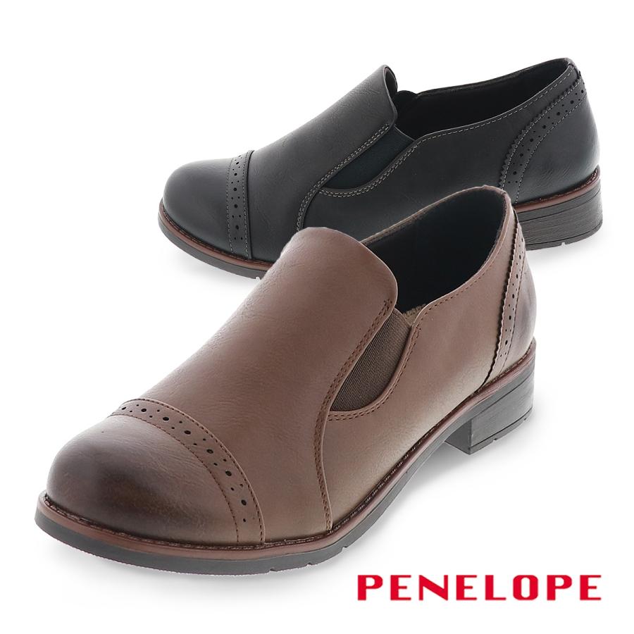 ペネローペ Penelope レディース コンフォート シューズ トラッド カジュアル スリッポン Pn ブラック ダークブラウン 22 5cm 24 5cm アウトレット品