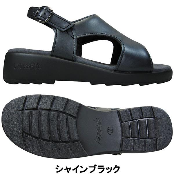 クロワッサン サンダル CR4595 レディース ブラック ブラウン コンフォートサンダル シューズ 靴 本革  日本製 ダイマツ Sサイズ〜LLサイズ