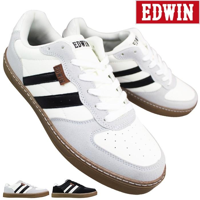 EDWIN（エドウィン） スニーカー EDW7128 ホワイト・ブラック 25cm