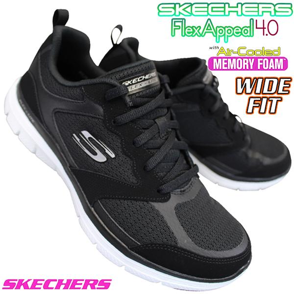 スニーカー レディース スケッチャーズ フレックスアピール4 0 ブラック ホワイト シューズ 紐靴 ゆったり 幅広 23cm 24 5cm w Bkw Skc 2701 靴ショップやまう 通販 Yahoo ショッピング