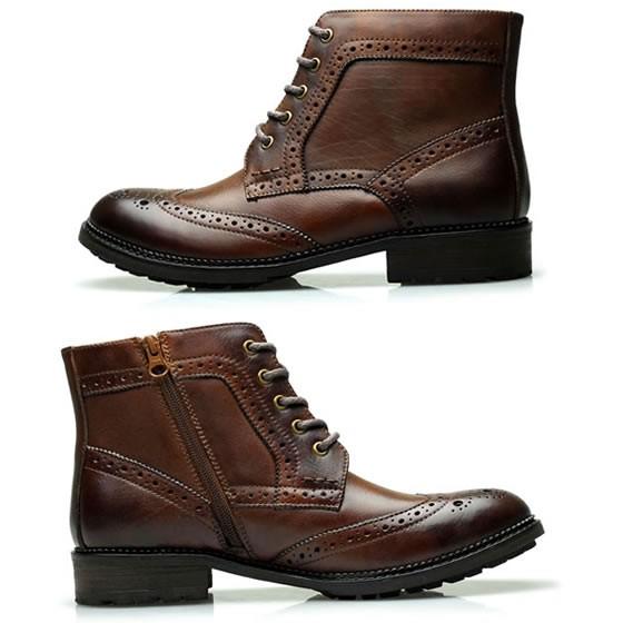 RAUDi ラウディ メンズ MENS 本革 カジュアルシューズ くつ レザー サイドジップ カントリーブーツ ブラウン 茶 R-61225｜shoepropo｜02