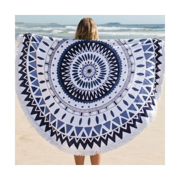 専用バッグ付 ラウンド ビーチ タオル サークル 円形 マット 大判