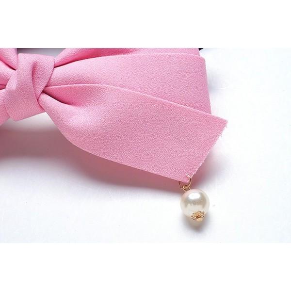 ヘアクリップ バレッタ リボン パール 上品 エレガント ヘア クリップ