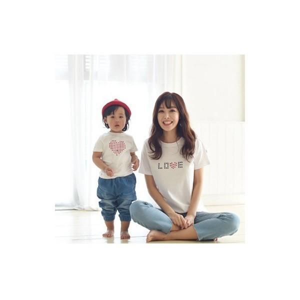 2枚以上送料無料 Tシャツ 半袖 シャツ LOVE ラブ ハート 親子 ペア