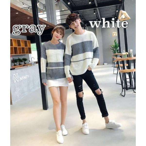 2個以上送料無料 ペア ニット セーター ペアコーデ ペアルック カジュアル カップル ボーダー ざっくり 防寒対策 普段着 デート 大きいサイズ インスタ 映え 4 Joyme 通販 Yahoo ショッピング