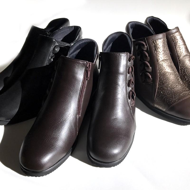 ショートブーツ レディース サイドゴア ブーツ 3E 本革 靴 婦人靴