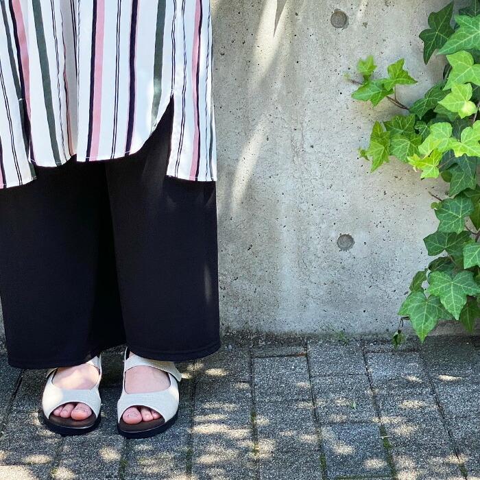 幅広レザーサンダル5E レディース 本革 外反母趾 靴 おしゃれ