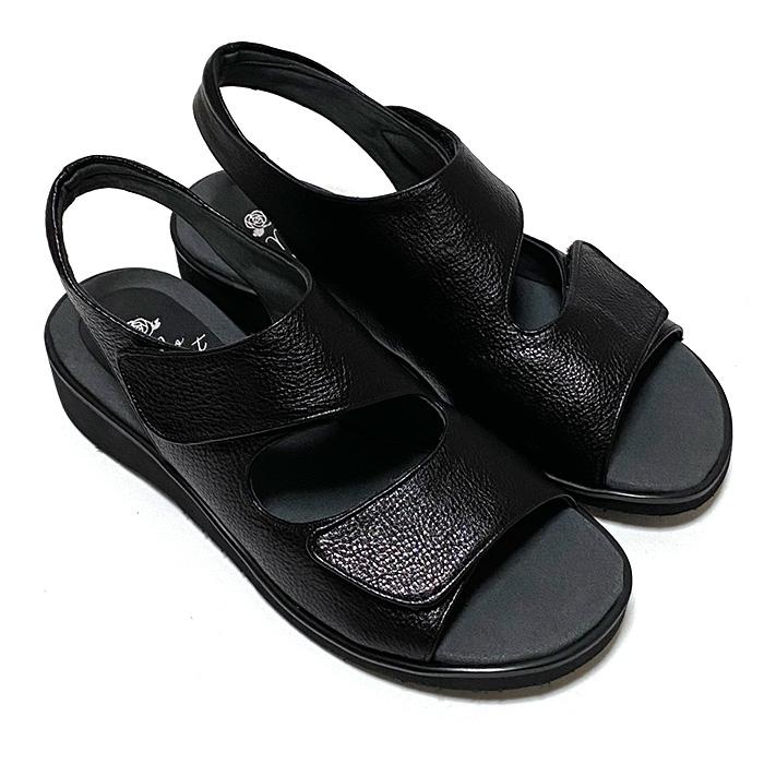 幅広ベルト サンダル 5E 介護シューズ 本革 幅広 甲高 おしゃれ