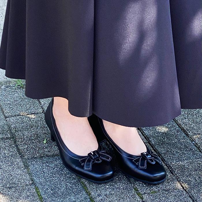 リボン パンプス 5E 本革 レザー 黒 フォーマル エナメル 結婚式 リボン パンプス 5E 本革 レザー 黒 フォーマル エナメル 結婚式