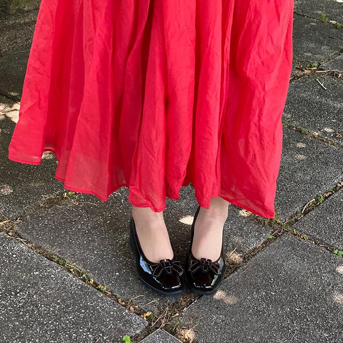 リボン パンプス 5E 本革 レザー 黒 フォーマル エナメル 結婚式 ビジネス ギフト 婦人靴 大人可愛い 靴 up22の画像