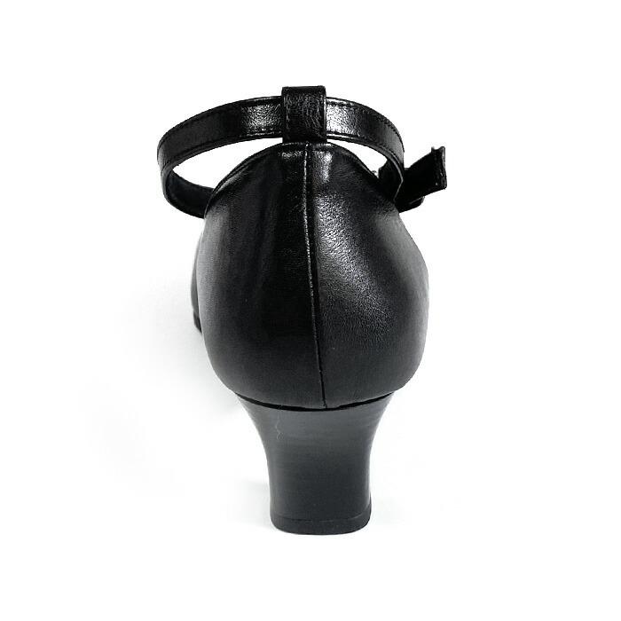 アンクルストラップ パンプス 幅広 5E 甲高 本革 レザー フォーマル