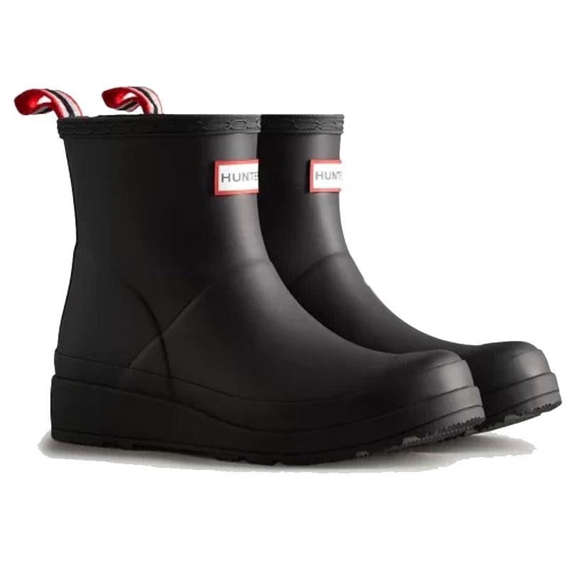 HUNTER 黒 ショートブーツ 防水 ゴム製 滑り止め付き24センチ