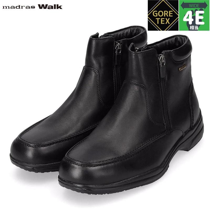 4E 幅広 ワイド マドラスウォーク メンズ ショート ブーツ 靴 シューズ ゴアテックス 防水 透湿 防滑 クッション性 牛革 革靴 濡れない 蒸れない ブラック 黒 送料無料 madras Walk SPMW5479 madras Walk（マドラス ウォーク） 4E 幅広 ワイド メンズ ショート