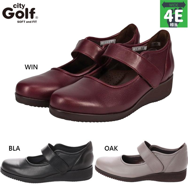 4E 幅広 ワイド ゴルフ レディース シティゴルフ 甲ベルト フラットパンプス 靴 シューズ オフィス 仕事 カジュアル シンプル ストラップ 歩きやすい ブラック 黒 送料無料 GOLF GFL5210A 4E 幅広 ワイド ゴルフ レディース シティゴルフ 甲ベルト フラット