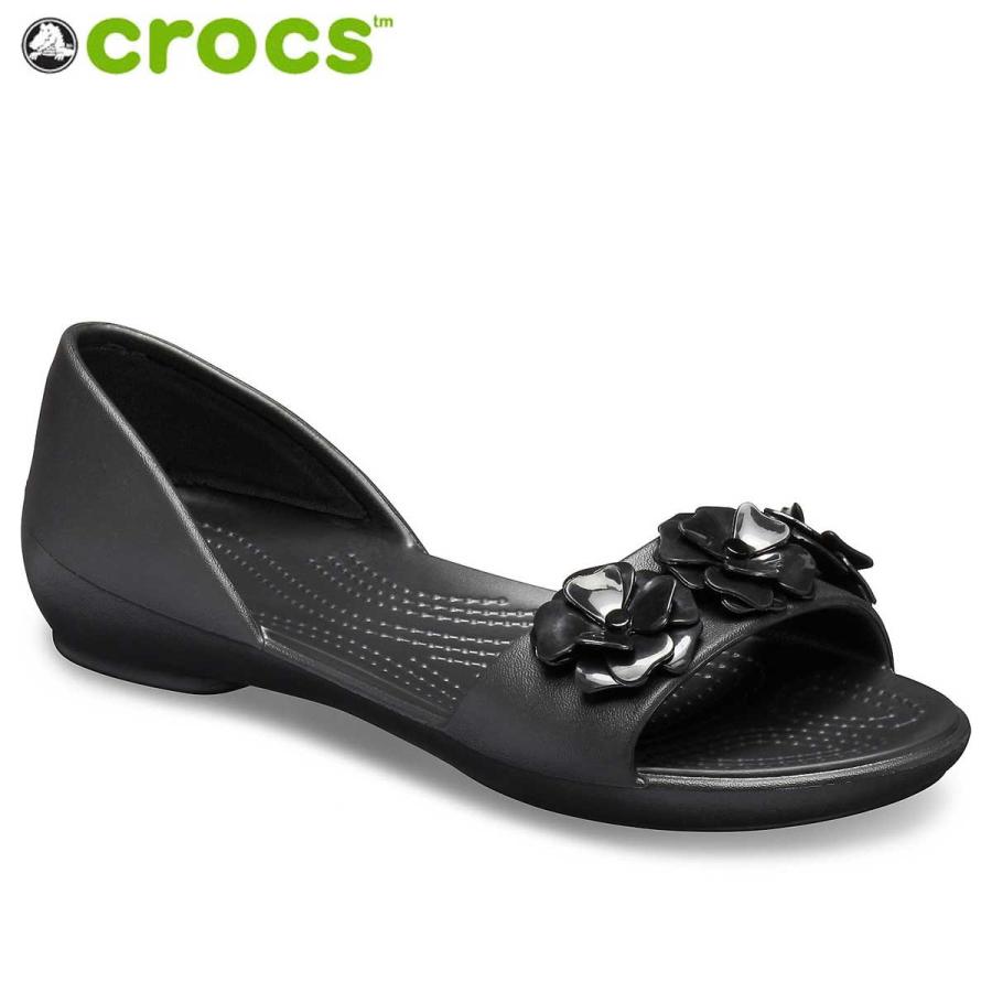 black flower crocs