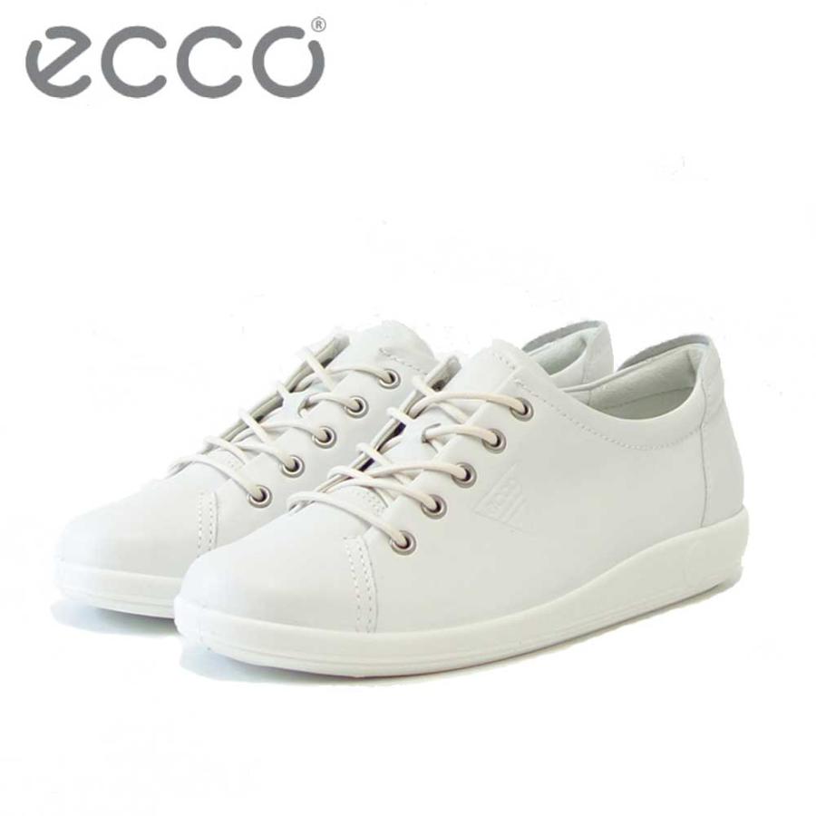 エコー ECCO SOFT 2.0 ホワイト 206503 01007 （レディース） 快適な履き心地のレザースニーカー  レースアップシューズ   「靴」 ecco（エコー） ECCO SOFT 2.0 ホワイト 206503 01007 （レディース