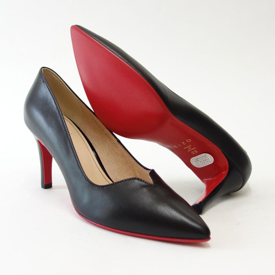 EIZO エイゾー 17156 ブラック 上質レザーのスタイリッシュパンプス