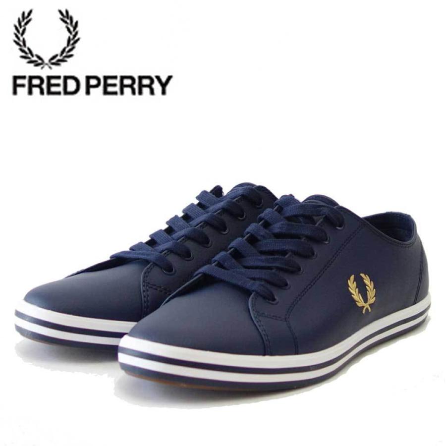 FRED PERRY フレッドペリー  B7163 266（ユニセックス）KINGSTON LEATHER カラー：CARBON BLUE 天然皮革 ローカットスニーカー テニスシューズ｜shoes-sinagawa