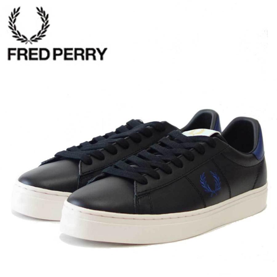 フレッドペリー FRED PERRY  B8350 220（ユニセックス）Spencer Vulc Leather カラー：BLACK  テニスシューズ  レザースニーカー｜shoes-sinagawa