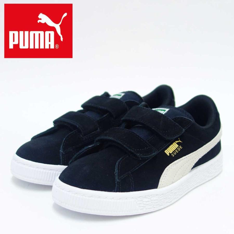 プーマ PUMA 359595 01（キッズ）  スウェード 2ストラップ PS  カラー・ブラック ホワイト｜shoes-sinagawa