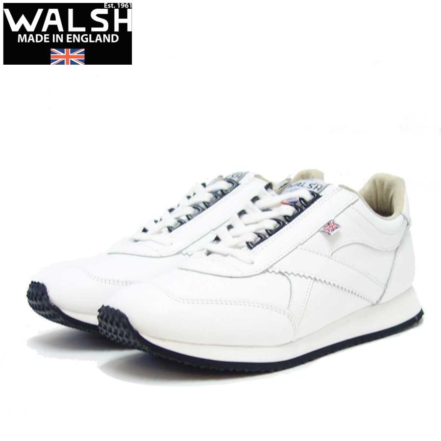 WALSH ウォルシュ VOY50007（ユニセックス） Voyager Leather カラー：ホワイト（英国製）  オールレザーのランニングスニーカー｜shoes-sinagawa