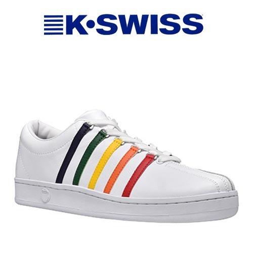 ケースイス スニーカー k-swiss クラシック８８ テニスシューズ レザー ホワイトレインボー classic88 メンズ｜shoes-sneakerkawa