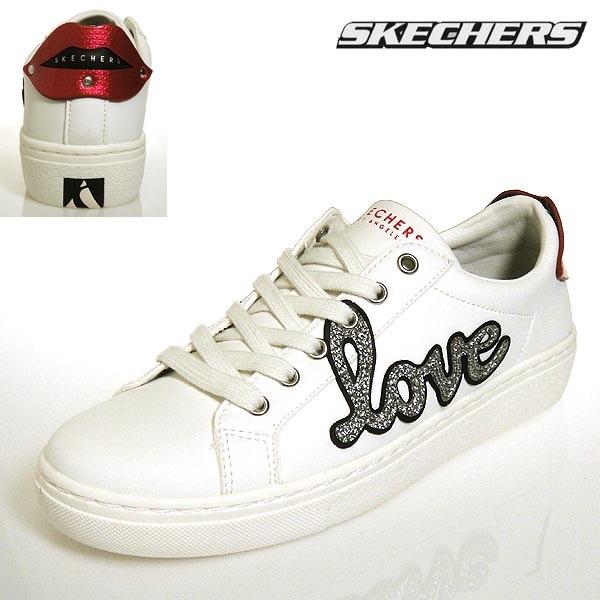 スケッチャーズ レディーススニーカー GOLDIE SEALED WITH KISS 73859 WHT ホワイト SKECHERS AIR-COOLED MemoryForm LOVE ラインストーン キッス 唇｜shoes-sneakerkawa