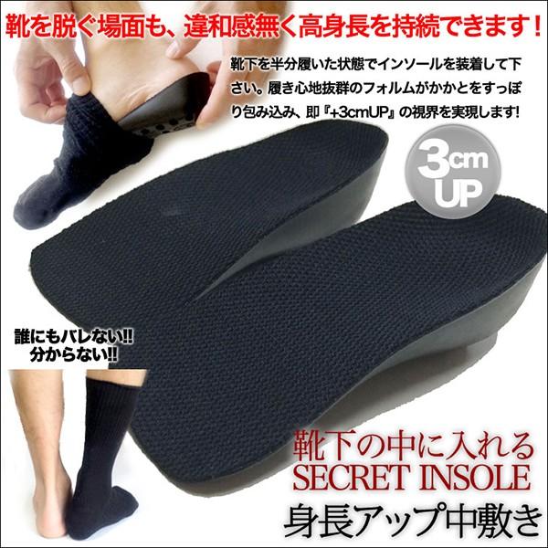インソール シークレット 靴下の中に入れる トールシューズ メンズ 背