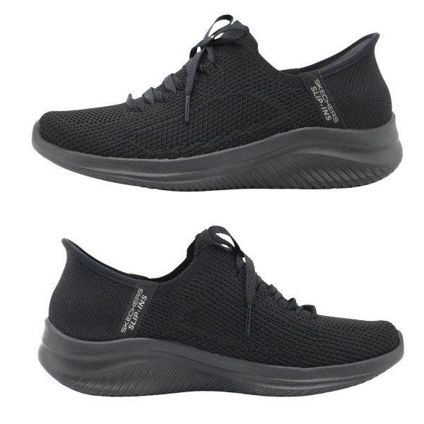SKECHERS（スケッチャーズ） スニーカー レディース スリッポン 黒 ブラック 手を使わず履ける 立ったまま履ける ハンズフリー ...