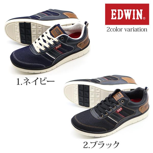 EDWIN（エドウィン） スニーカー メンズ 靴 黒 ブラック 白 軽量 疲れ