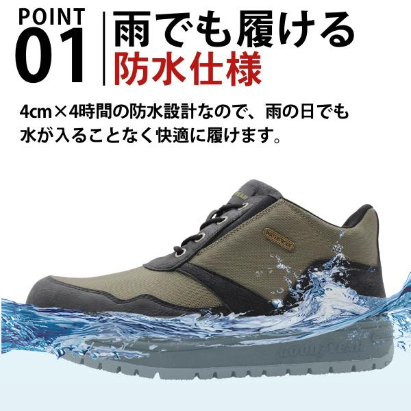 グッドイヤー（GOODYEAR） スニーカー メンズ 靴 防水 ハイカット 黒