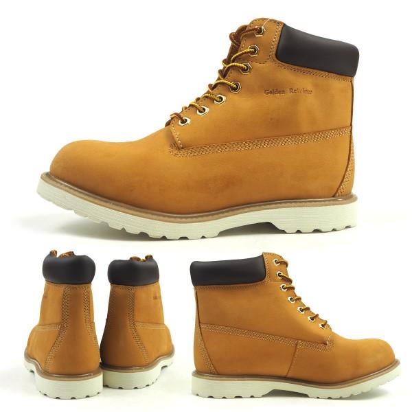 イエロー 本革レザーブーツ メンズ ゴールデンレトリバー Golden