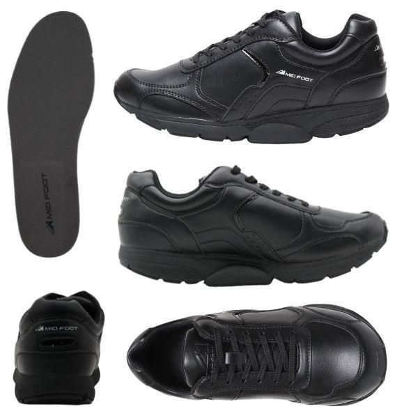 MID FOOT スニーカー メンズ 靴 黒 ブラック 白 ホワイト