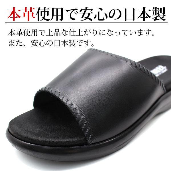 サンダル メンズ 靴 黒 ブラック オフィスサンダル 日本製 本革 仕事 会社 軽量 軽い エムスリー M.M.M 2019｜shoesbase｜02