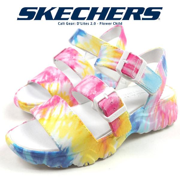 スケッチャーズ SKECHERS サンダル D'Lites 2.0 - Flower Child 111068 レディース ディーライト 2.0 フラワーチャイルド スポサン タイダイカラー カラフル｜shoesbase