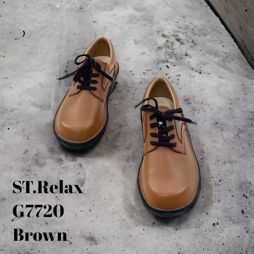 St.RelaxプレーントウエンボスレザーG7720 St.Relax コンフォートシューズプレーントウ／エンボスレザー／BLK／BR