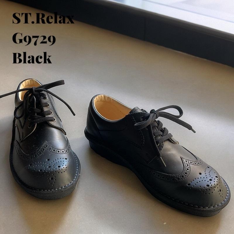 St.Relax コンフォートシューズウィングチップ／スムースレザー／BLK 