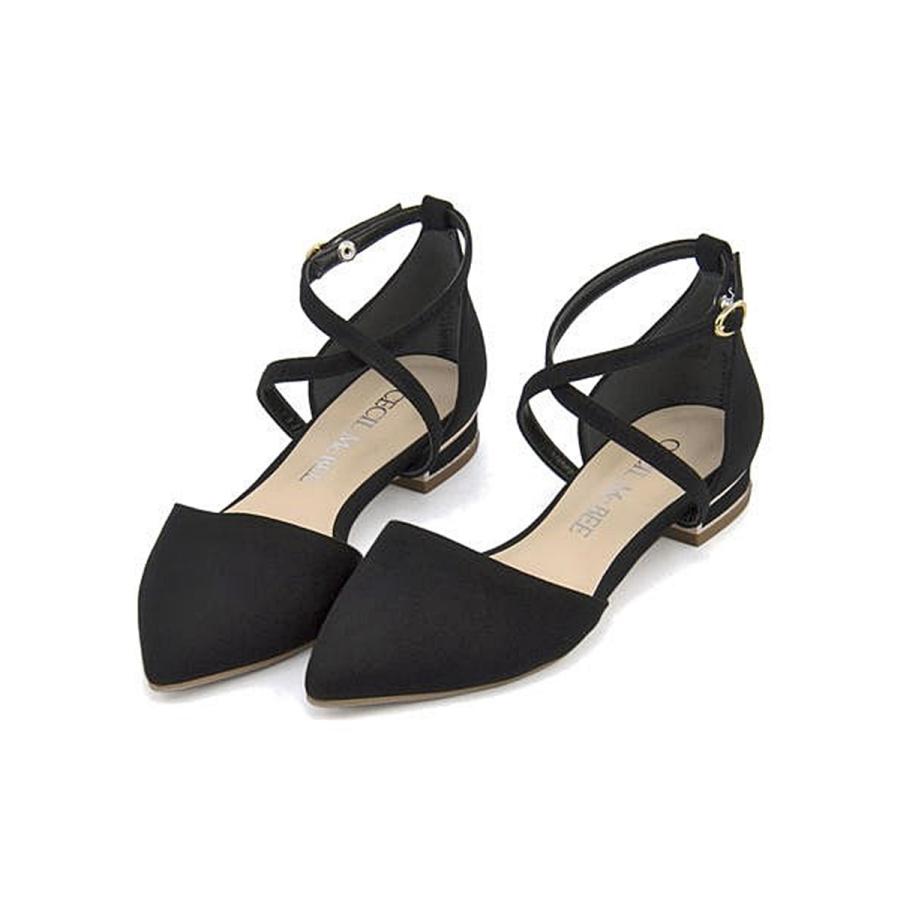 セシルマクビー パンプス 痛くない ローヒール クロスストラップ レディース 美脚 Cecil Mcbee 42 ブラックスエード シューズダイレクト Yahoo 店 通販 Yahoo ショッピング