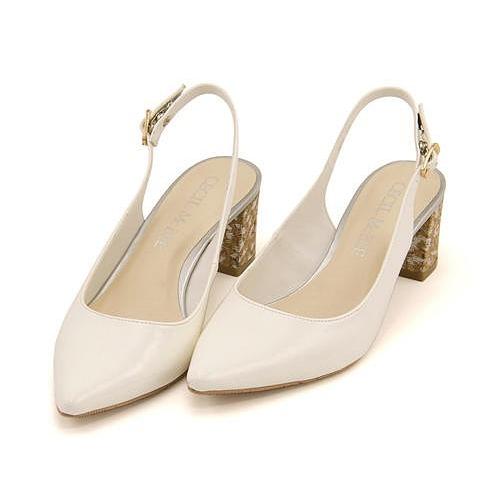 セシルマクビー パンプス 太ヒール バックストラップ レディース ポインテッドトゥ 美脚 Cecil Mcbee 4272 ホワイトエナメル シューズダイレクト Yahoo 店 通販 Yahoo ショッピング