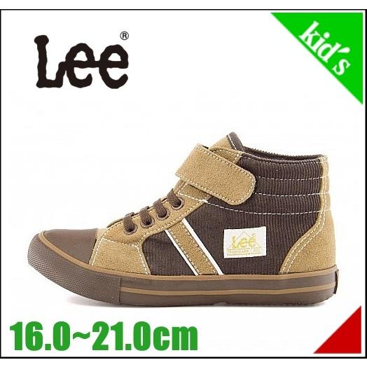 リー 女の子 男の子 キッズ 子供靴 ハイカット スニーカー ブーツ ゴム紐 ストラップ Lee 405 ブラウン ベージュ シューズダイレクト Yahoo 店 通販 Yahoo ショッピング
