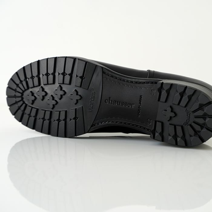 chausser ショセ Uモカレースアップシューズ C-7053 chromexcel black クロムエクセルレザー クロムエクセルレザー メンズの画像