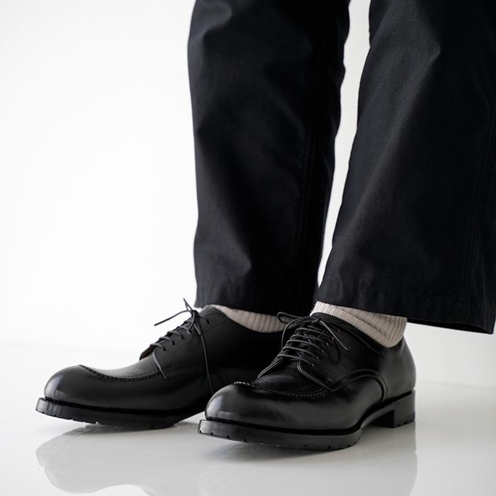 chausser ショセ Uモカレースアップシューズ C-7053 chromexcel black クロムエクセルレザー クロムエクセルレザー メンズの画像