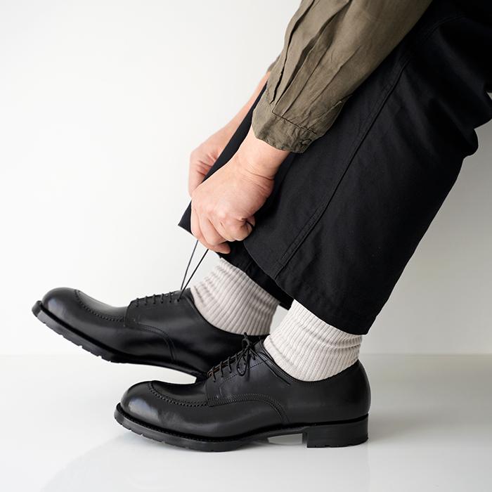 chausser ショセ Uモカレースアップシューズ C-7053 chromexcel black クロムエクセルレザー クロムエクセルレザー メンズの画像