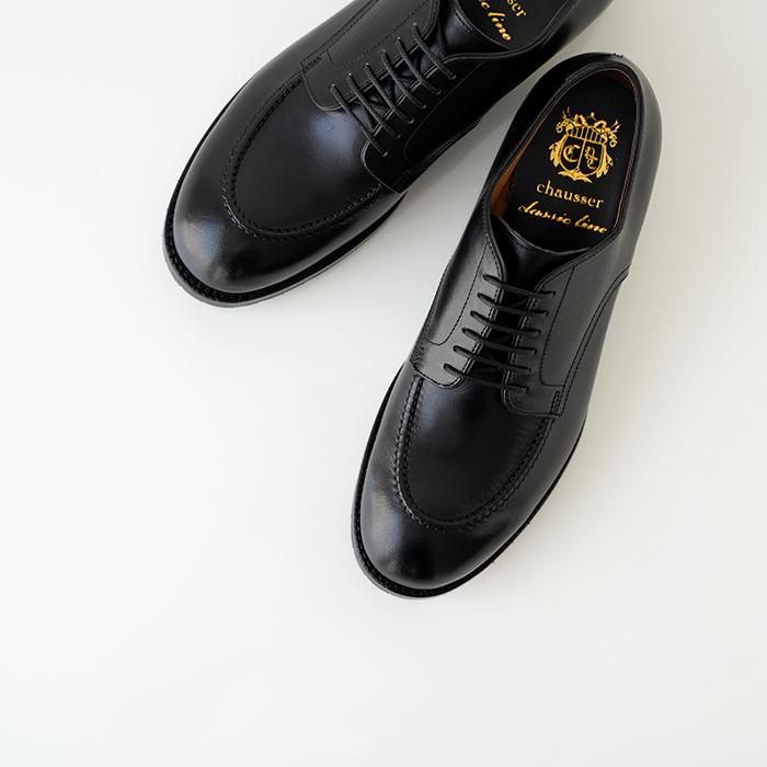 chausser ショセ Uモカレースアップシューズ C-7053 chromexcel black クロムエクセルレザー クロムエクセルレザー メンズの画像